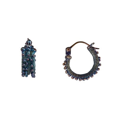 Purple brass bead hoop earrings by Milena Zu